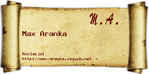 Max Aranka névjegykártya